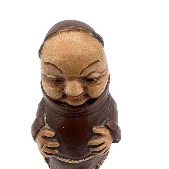Vintage Monk Friar Figurine 3.5" Ceramic Felt Bottom Big Belly - Picture 2 of 6